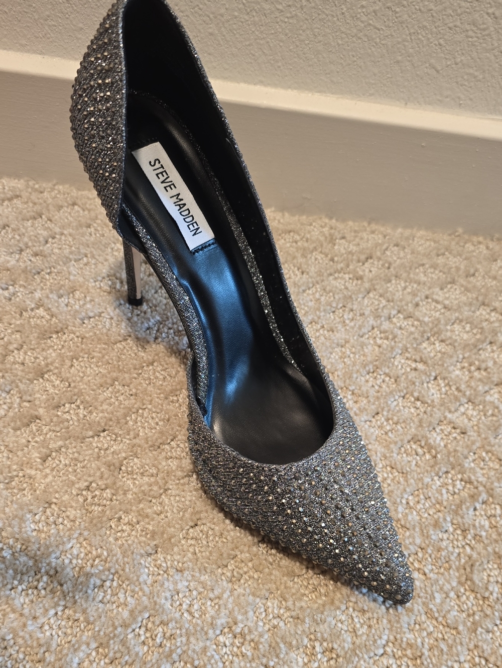 Steve Madden Sparkling Silver Pointed Stiletto Heel